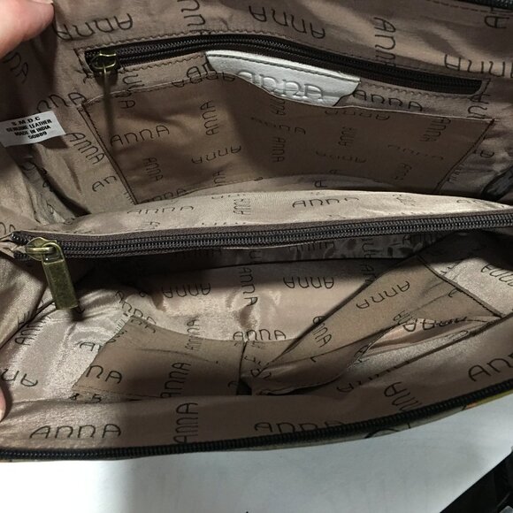 NEW Anna by Anuschka "Floral Paradise Tan" slim crossbody satchel - multi - Picture 5 of 7